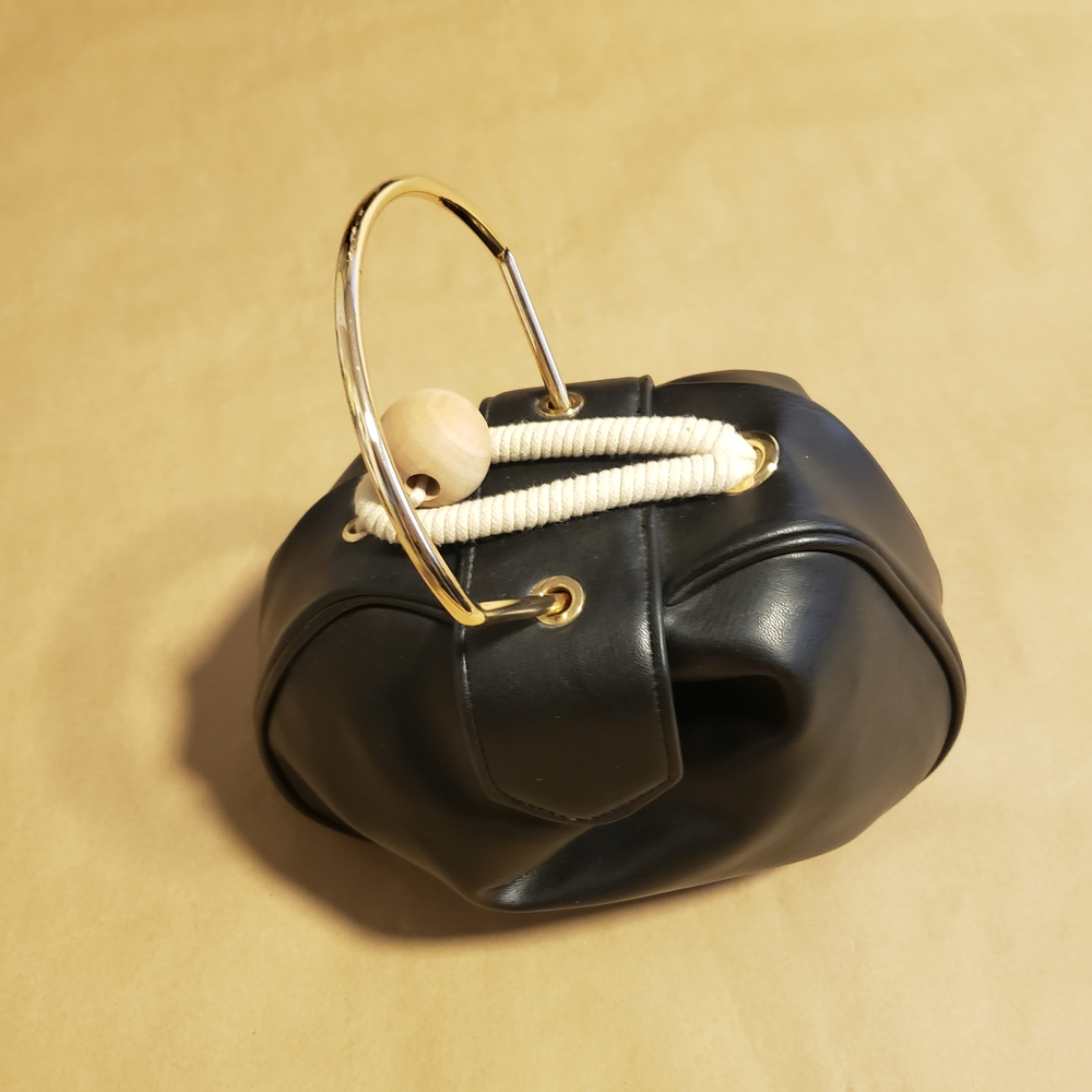 Mango Black Mini Bag with Gold Handle